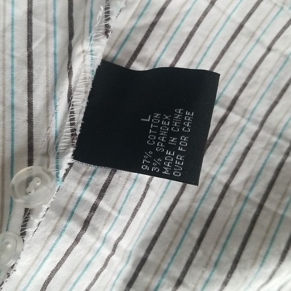 Striped White Collared Button Down Blouse - Picture 7 of 7